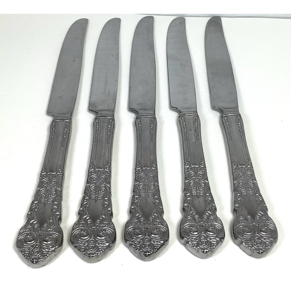 5 Reed & Barton RENAISSANCE Stainless 18/10 Dinner Knives